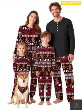 Family Christmas Matching Pajama Sets Long Sleeve Lounge Jogger Pants